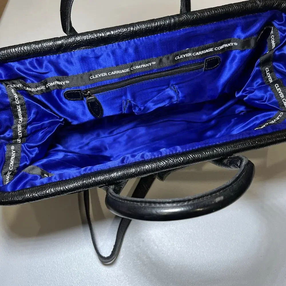 Vintage Clever Carriage Company Denim Lace And Leather Patchwork Tote Bag‎